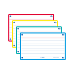 OXFORD FLASH 2.0 flashcards, ruled with 4 assorted colour frames (yellow, red, turquoise, mint), 75mm x 125mm, pack of 80