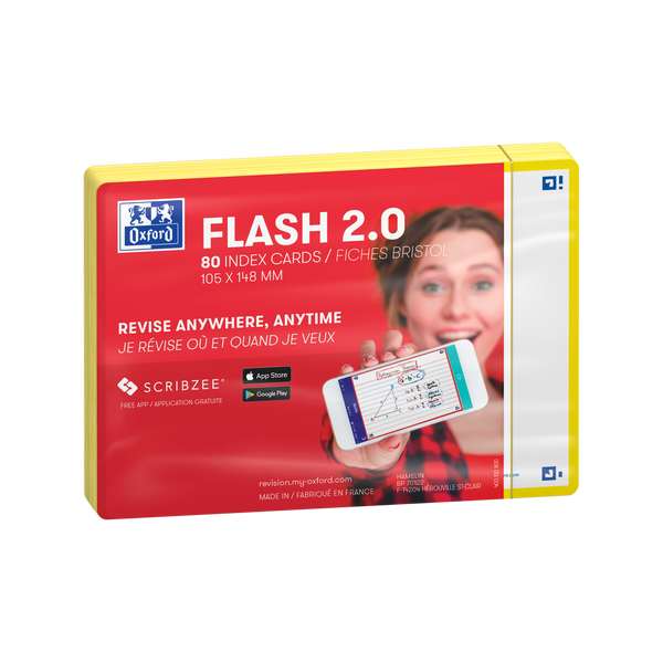 OXFORD FLASH 2.0 flashcards, blank with frame, 105mm x 148mm, pack of 80